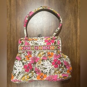 Vera Bradley Retired “Tea Garden” Pink and Orange Floral  Eloise style Bag